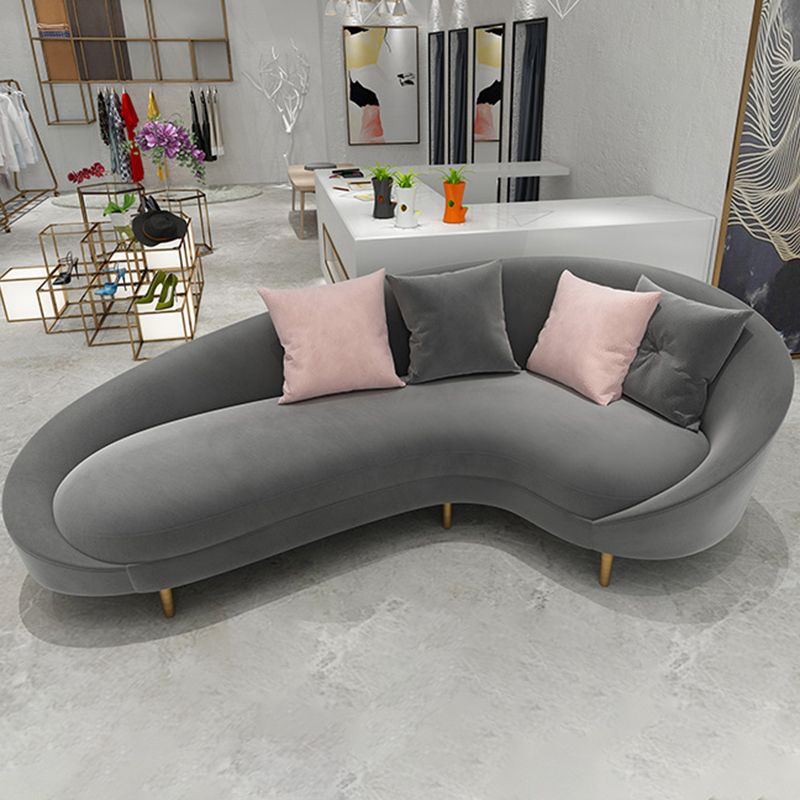 Curved Velvet Sofa Tight Back 33.46 inch High Sloped Arm Sofa Clearhalo 'furn' 'furn_sofas' 'Furniture' 'Living Room Furniture' 'Sofa' 'sofas' 1200x1200_be62473c-b789-4983-93aa-9843d155a348