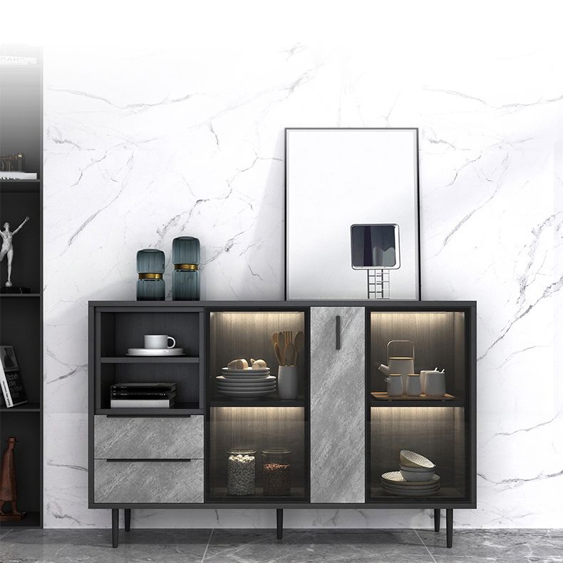 Sideboardteboard contemporaneo Sideboard in legno finto con illuminazione per cucina