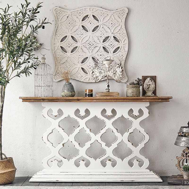 French Country Wood Console Table Rectangle End Table for Hall Clearhalo 'Console Tables' 'console_tables' 'Entry & Mudroom Furniture' 'furn' 'furn_console_tables' 'Furniture' 1200x1200_be62bbfa-da86-4c7b-af13-7cff495b986b