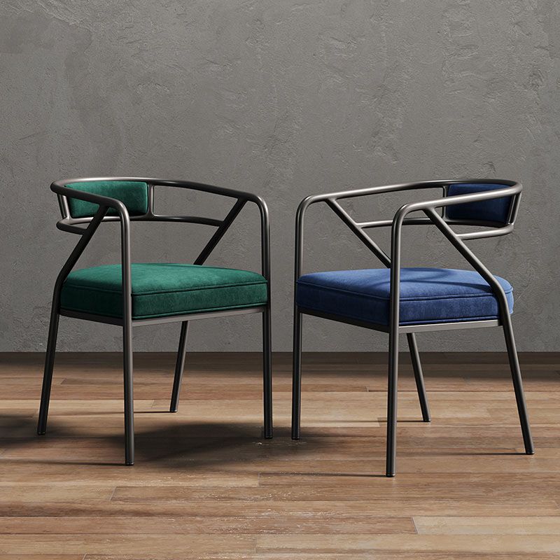 Industrial Home Velvet Arm Chair Matte Finish Open Back Dining Chair (Set of 2) Clearhalo ' kitchen&dining_furn' 'Dining Chairs' 'Dining Tables & Seating' 'dining_chair' 'furn' 'furn_dining_chair' 'Furniture' 'furniture_dining_chair' 'Kitchen & Dining Furniture' 'kitchen' 1200x1200_be63b1fa-bc7b-442d-b0a0-dab3219384ab