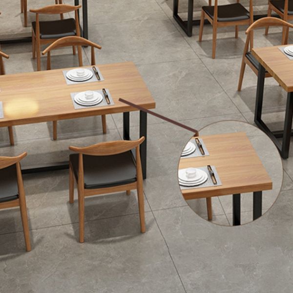 Rectangle Black Base Dining Table Modern Pine Wood Table for Home
