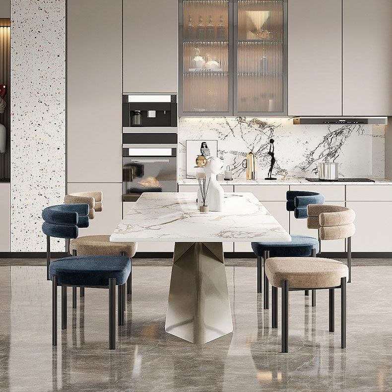 Contemporary Velvet Armless Side Chair Matte Finish Open Back Dining Chair Clearhalo ' kitchen&dining_furn' 'Dining Chairs' 'Dining Tables & Seating' 'dining_chair' 'furn' 'furn_dining_chair' 'Furniture' 'furniture_dining_chair' 'Kitchen & Dining Furniture' 'kitchen' 1200x1200_be656d54-edab-477a-87eb-e00d6cc28883