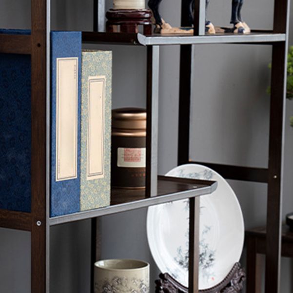 Espresso Shelf Bookcase with Doors Open Back Bookshelf for Office