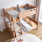 Mid-Century Modern Bunk Bed Rubberwood Solid Color Bed for Home