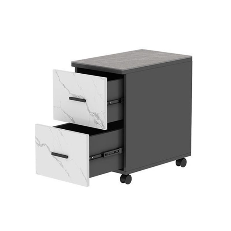Contemporary 1-Door 2-Drawer Side Table with Casters - 24.4" H Clearhalo 'Coffee & Accent Tables' 'End & Side Tables' 'end_side_tables' 'furn' 'furn_end_side_tables' 'Furniture' 'Living Room Furniture' 1200x1200_be66bc03-1553-4a49-b0ce-251ea7b1acf2