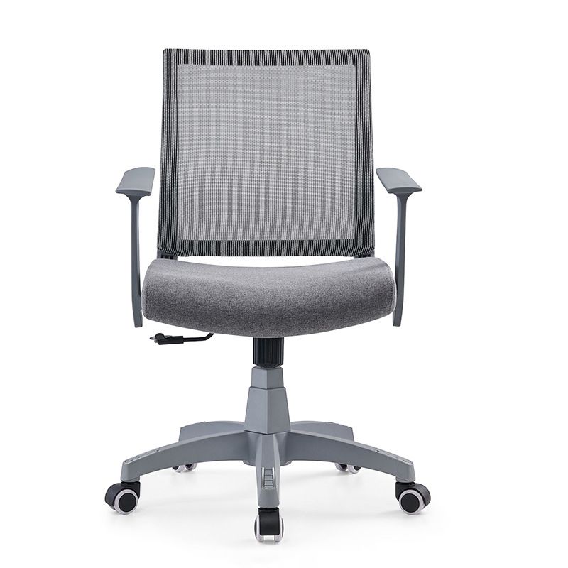 Mesh Mid Back Desk Chair Contemporary Fixed Arms Bureau stoel met wielen