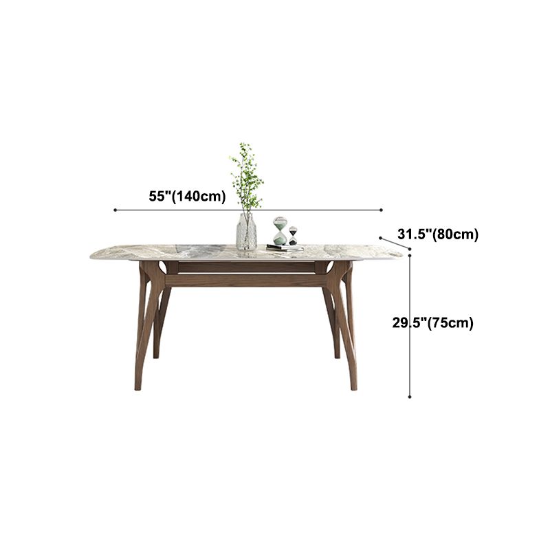Sintered Stone Top Rectangle Table for Restaurant Modern Dining Table with Ash Wood 4 Legs