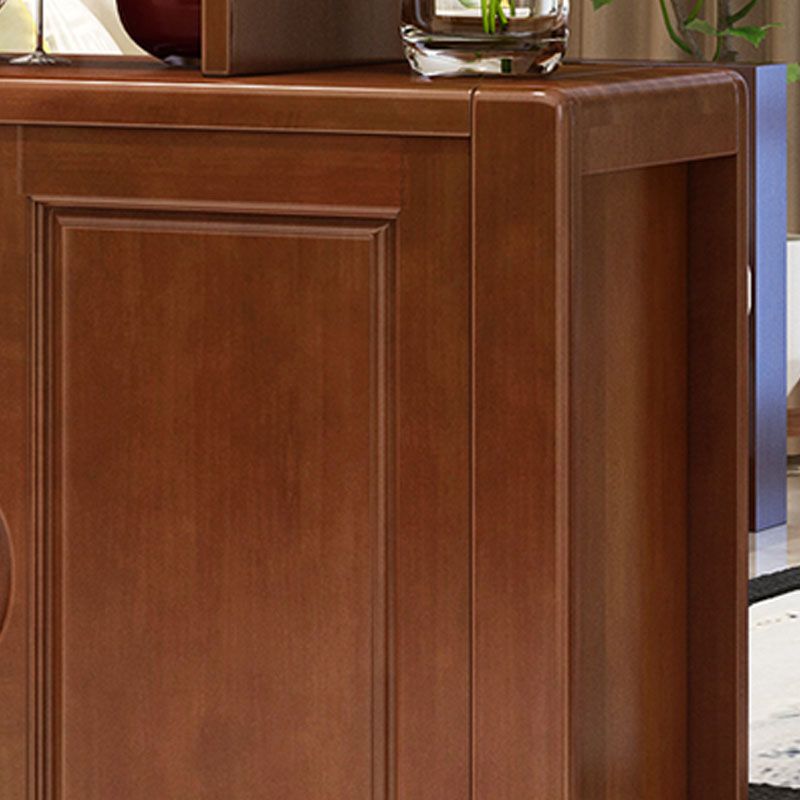 Solid Wood Modern Bar Pulls Accent Cabinet with Doors and Drawers