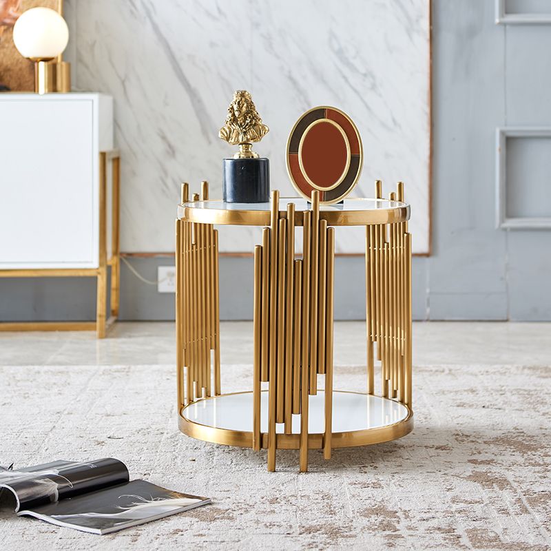 Round Stone Top Side End Table Frame Sofa Side End Table for Living Room Clearhalo 'Coffee & Accent Tables' 'End & Side Tables' 'end_side_table' 'end_side_tables' 'furn' 'furn_end_side_tables' 'Furniture' 'furniture_end_side_table' 'Living Room Furniture' 1200x1200_be745109-bdca-4478-9cf4-f9673d91e420