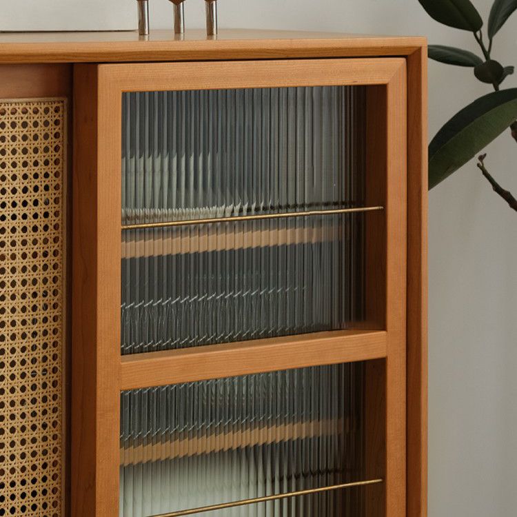 Glijdende glazen deur houten biefbord moderne serverkast met opslag voor eetkamer