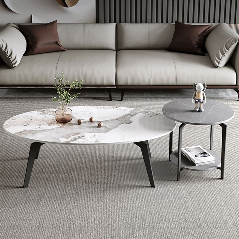 2 Nesting Slate Coffee Table Set Oval Coffee Table with Storage Clearhalo 'Coffee & Accent Tables' 'Coffee Tables' 'coffee_tables' 'furn' 'furn_coffee_tables' 'Furniture' 'Living Room Furniture' 1200x1200_be75a6a6-01c8-4442-b818-bf3b9ce6117f