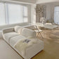 Scandinavian Style Upholstered Velvet Square Arm Chaise in White
