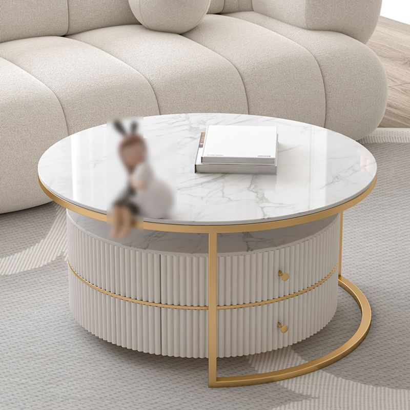 Round Nesting Coffee Table Set Frame Coffee Table with Storage Clearhalo 'Coffee & Accent Tables' 'Coffee Tables' 'coffee_tables' 'furn' 'furn_coffee_tables' 'Furniture' 'Living Room Furniture' 1200x1200_be78bc3a-4ad6-4f1b-872f-506ff9c479ab
