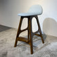 Industrial Ash Solid Wood Counter Stool Low Back Bar Stool with Footrest