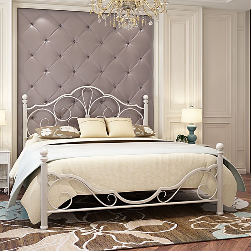 Industrial Open-Frame Bed Retro Metallic Low Profile Bed Frame with Headboard