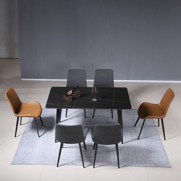 Rectangle Sintered Stone Two-Color Dining Table Modern 4 Legs Table for Dining Room Clearhalo ' dining_table' 'Dining Tables & Seating' 'Dining Tables' 'furn' 'furn_dining_table' 'Furniture' 'furniture_dining_table' 'Kitchen & Dining Furniture' 'kitchen&dining_furn' 'kitchen' 'kitchen_dining_table' 1200x1200_be79d51d-873e-491f-9338-dfc1587764e3
