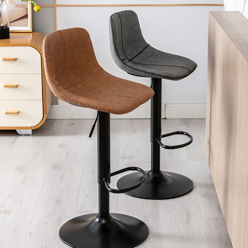 Modern Leather Adjustable Height Barstool Indoor Bar Stool with Low Back Clearhalo 'Bar Furniture' 'Bar Stools' 'bar_stools' 'furn' 'furn_bar_stools' 'Furniture' 'furniture_bar_stools' 'Kitchen & Dining Furniture' 1200x1200_be7a2b19-18f8-411a-9bc9-f4b64705bc93
