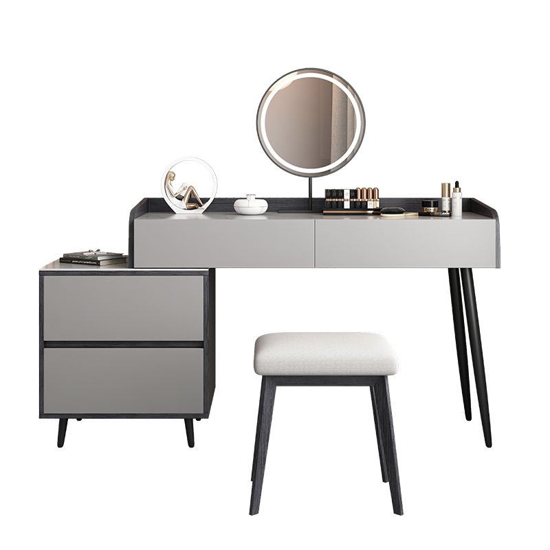 Contemporary Stone Makeup Vanity 4-Drawer Vanity Set with Standing Mirror Clearhalo 'Bedroom Furniture' 'furn' 'furn_makeup_vanities' 'Furniture' 'Makeup Vanities' 'makeup_vanities' 1200x1200_be7a3088-7a31-47c5-859b-e89787e764d0