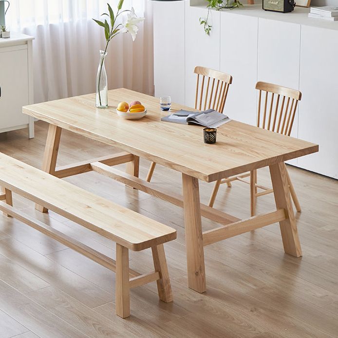 Modern Pine Solid Wood Table Rectangle Dining Table with Wooden Trestle Base Base Clearhalo ' dining_table' 'Dining Tables & Seating' 'Dining Tables' 'furn' 'furn_dining_table' 'Furniture' 'furniture_dining_table' 'Kitchen & Dining Furniture' 'kitchen&dining_furn' 'kitchen' 'kitchen_dining_table' 1200x1200_be7a98e1-6c6b-472a-ae32-0956fe970a3f