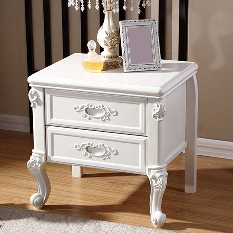 Armoire de chevet à étagère inférieure traditionnelle en bois solide avec tiroirs pour chambre à coucher