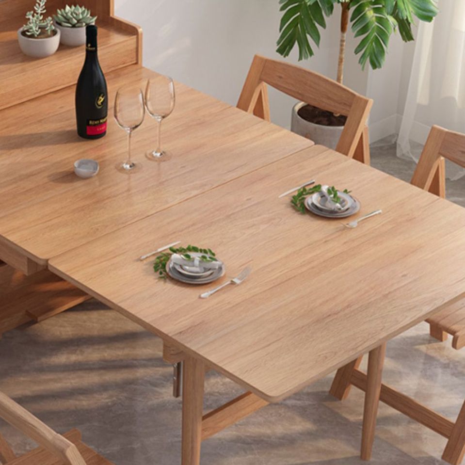 Rechthoekige opklapbare eettafel Houten eettafel met opbergbasis