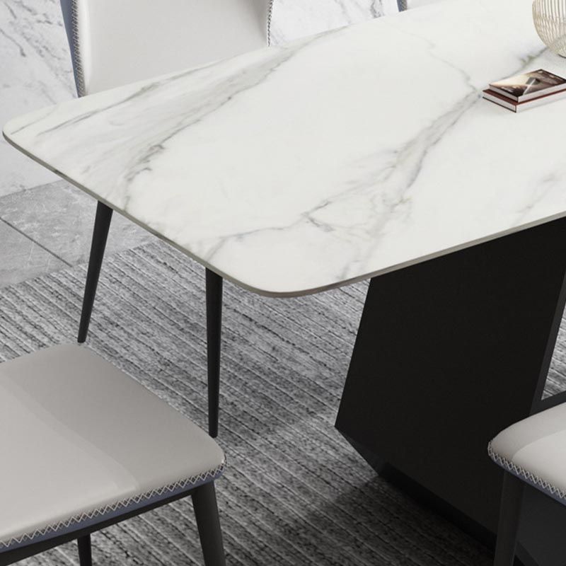 Modern Sintered Stone Top Dining Set Rectangular 1/4/5/7 Pieces Dining Room Table Set Clearhalo 'Dining Room Sets' 'Dining Tables & Seating' 'dining_room_set' 'furn' 'furn_dining_room_set' 'Furniture' 'Kitchen & Dining Furniture' 1200x1200_be7cf7c7-7aa6-4707-be06-3ea07bb2ed52