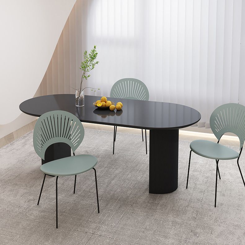 Stone Top Dining Table Contemporary Oval Table with Sled Base Clearhalo 'Dining Tables & Seating' 'Dining Tables' 'dining_table' 'furn' 'furn_dining_table' 'Furniture' 'Kitchen & Dining Furniture' 1200x1200_be80926f-f55a-4979-995f-b6c6d811e578