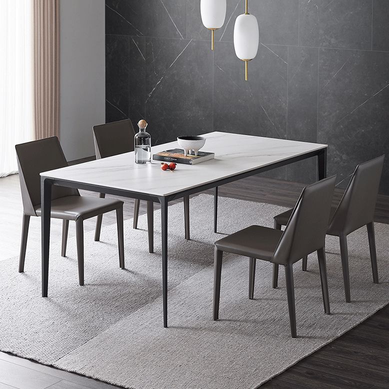 Simple Kitchen Rectangle Shape Dining Table Sintered Stone Top Dining Table with 4 Legs Base Clearhalo ' dining_table' 'Dining Tables & Seating' 'Dining Tables' 'furn' 'furn_dining_table' 'Furniture' 'furniture_dining_table' 'Kitchen & Dining Furniture' 'kitchen&dining_furn' 'kitchen' 'kitchen_dining_table' 1200x1200_be814138-3c6f-4f5f-8e2f-18543c82715b