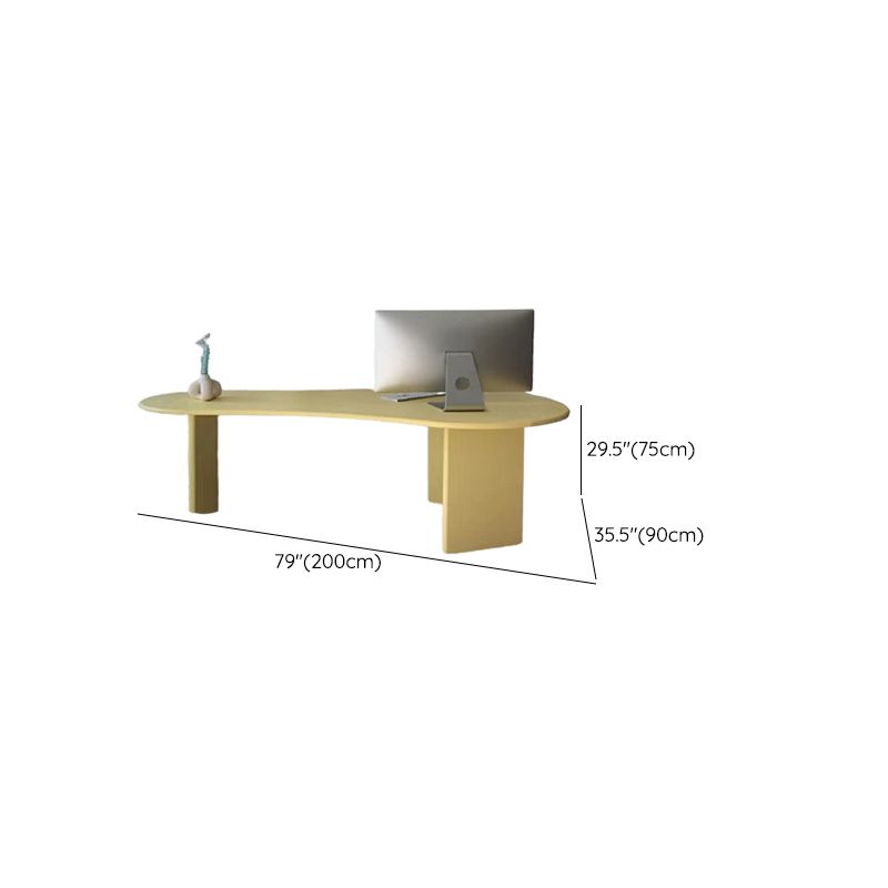 Irregular Shaped Office Conference Table Wood Writing Desk in Yellow Clearhalo 'furn' 'furn_office_desk' 'Furniture' 'Office Desks' 'Office Furniture' 'office_desk' 1200x1200_be81e348-e8fd-4255-bd51-39602a02ebec