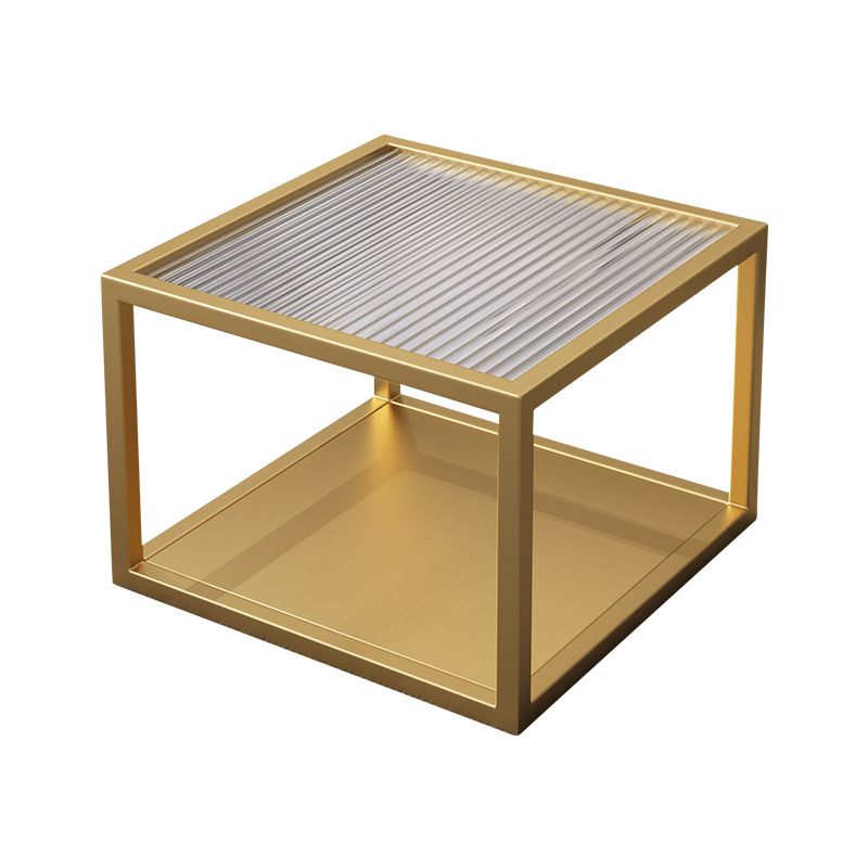 Square Minimalist Coffee Table Open Shelf Cocktail Table for Living Room