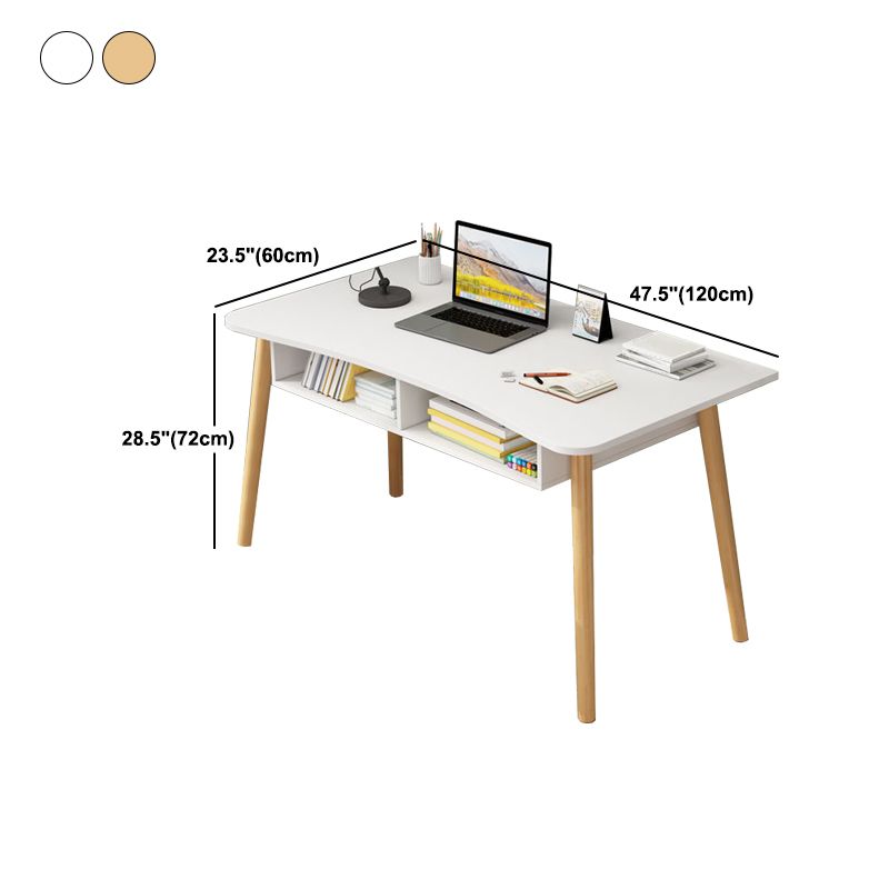 Modern White and Brown Office Desk Parsons Wooden Curved Writing Desk for Bedroom Clearhalo 'furn' 'furn_office_desk' 'Furniture' 'Office Desks' 'Office Furniture' 'office_desk' 1200x1200_be858739-0bd6-40c3-8332-90c3390af4e0