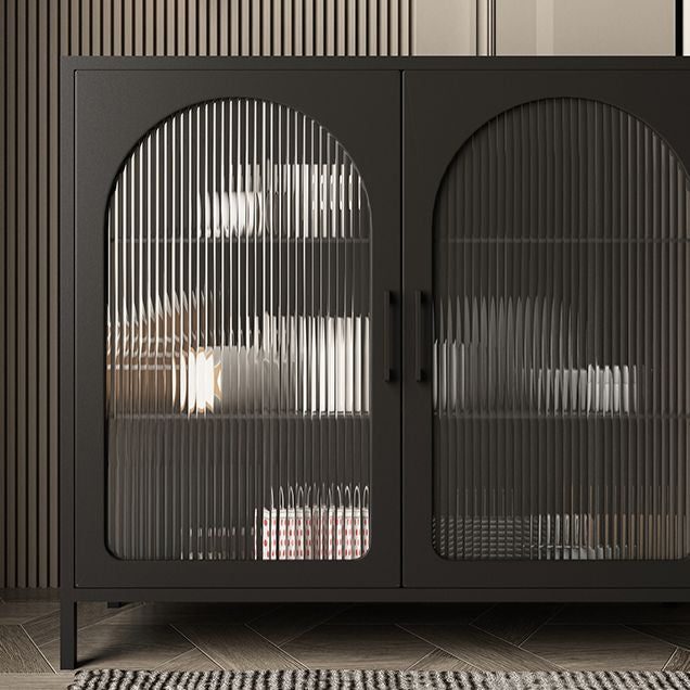 Glam Style Buffet Server Glass 2 porta da pranzo altezza da 38 pollici per soggiorno