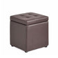 Tufted Pouf PU Leather Solid Square Water Resistant Cube Ottoman with Storage