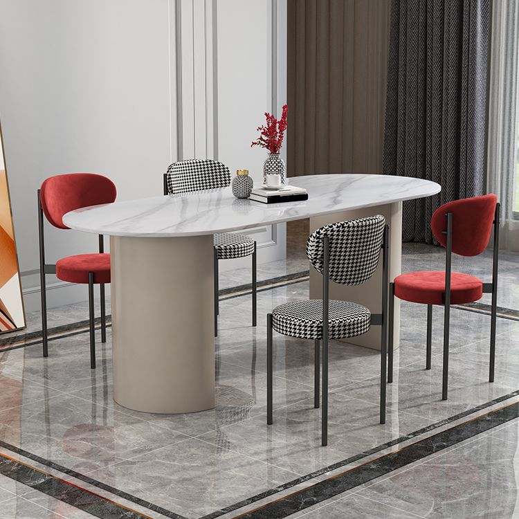 Oval Sintered Stone Dining Table Modern White Dining Table with Double Pedestal Base Clearhalo ' dining_table' 'Dining Tables & Seating' 'Dining Tables' 'furn' 'furn_dining_table' 'Furniture' 'furniture_dining_table' 'Kitchen & Dining Furniture' 'kitchen&dining_furn' 'kitchen' 'kitchen_dining_table' 1200x1200_be894a03-6cb8-4d54-841b-885eab7c5085