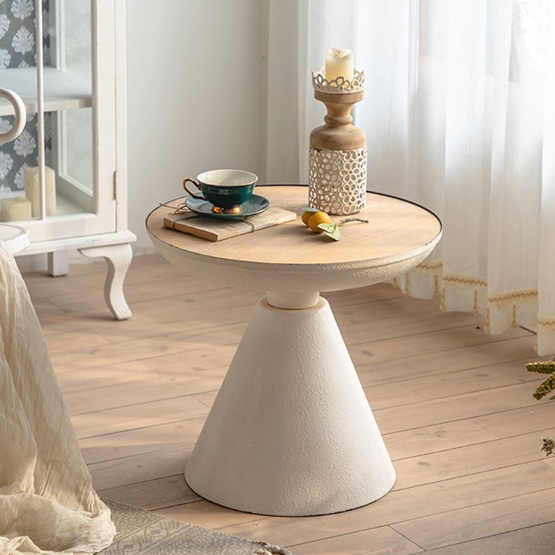 French Country Metal Pedestal Side End Table 18.9" Tall Round Side End Table