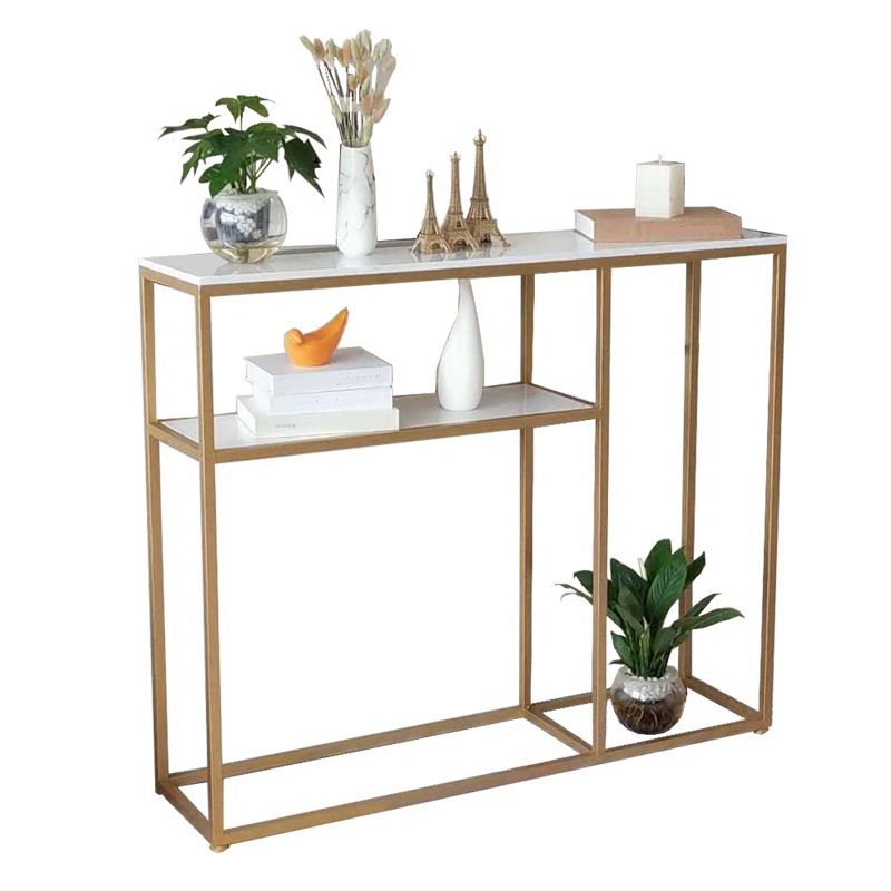 Tabella della console in marmo glam da 12 "W tavolo accento per la cornice resistente alle macchie per Hall