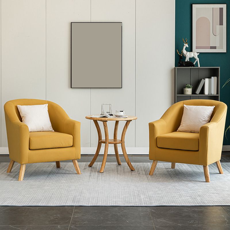 26.77" L * 27.55" W * 32.67" H Bonded Leather Barrel Accent Chair Sloped Arms Barrel Chair Clearhalo 'Accent Chairs' 'accent_chairs' 'Chairs & Seating' 'furn' 'furn_accent_chairs' 'Furniture' 'furniture_accent_chairs' 'Living Room Furniture' 1200x1200_be8de7c3-076d-4550-86fc-ccf60368c729