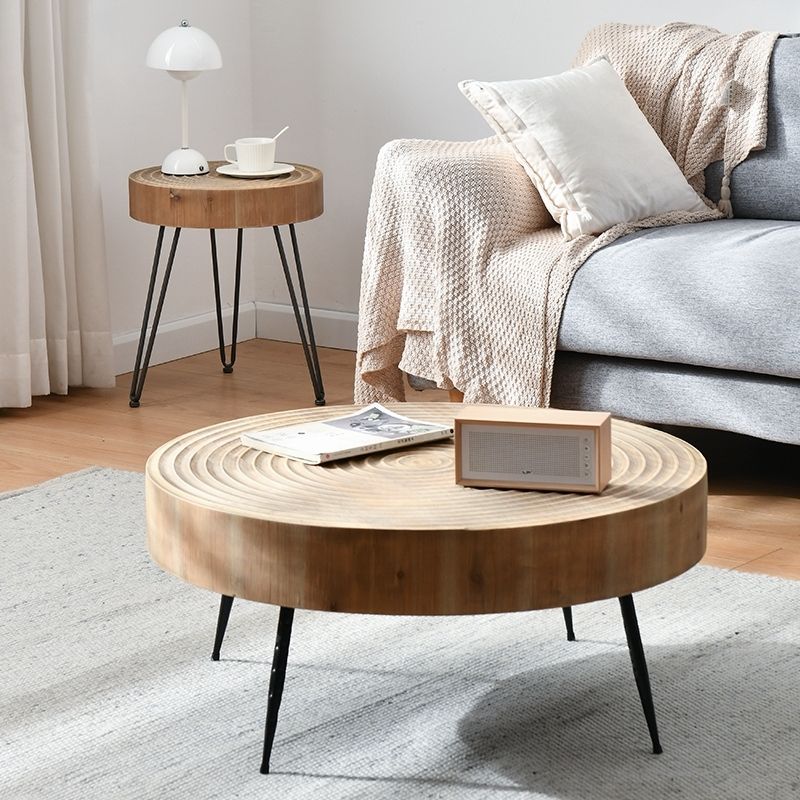 Contemporary Style Coffee Cocktail Table Solid Wood Round Coffee Table Clearhalo 'Coffee & Accent Tables' 'Coffee Tables' 'coffee_tables' 'furn' 'furn_coffee_tables' 'Furniture' 'Living Room Furniture' 1200x1200_be8e291a-791d-424d-bb2e-74ab37254e3e