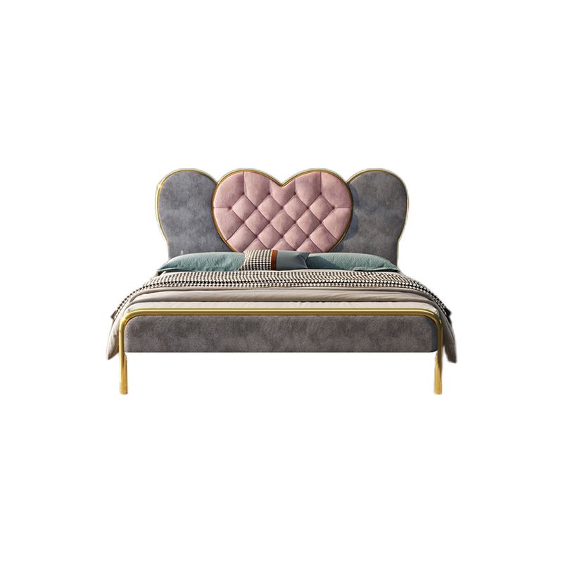 Letto standard, metallo e rivestimento imbottito con testiera e pedana