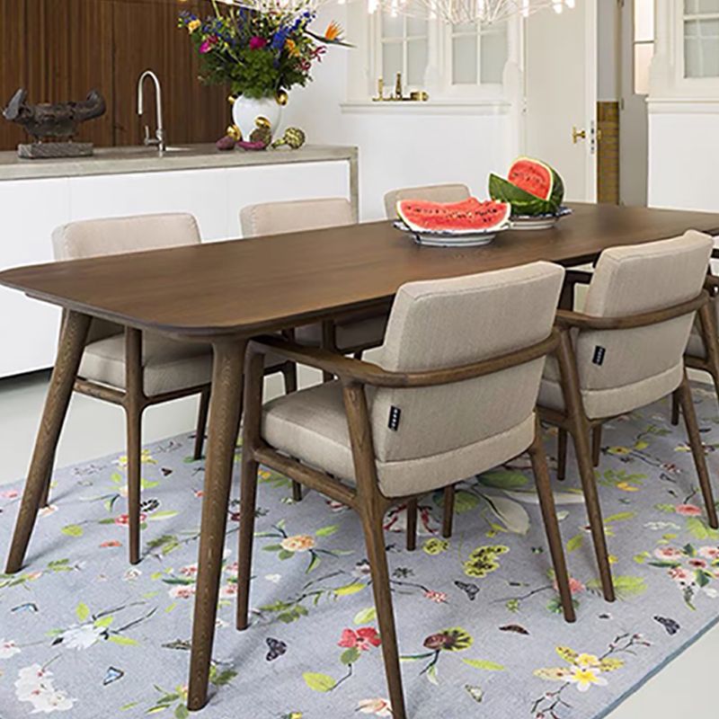 Bureau de bureau en bois contemporain Bureau de tâche de forme rectangulaire avec 4 jambes en marron