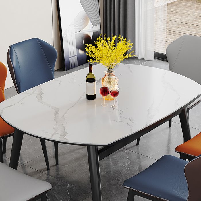 Tavolo moderno di pietra rotonda tavolo da pranzo a base nera con estensione fogliare