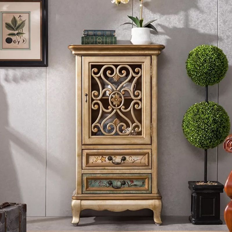 Door Cabinet Mid Century Distressed Solid Wood Storage Cabinet with Drawers Clearhalo 'Cabinets & Chests' 'cabinets_chests' 'furn' 'furn_cabinets_chests' 'Furniture' 'Living Room Furniture' 1200x1200_be919e40-42e1-4c9c-9c43-fde2678802e0