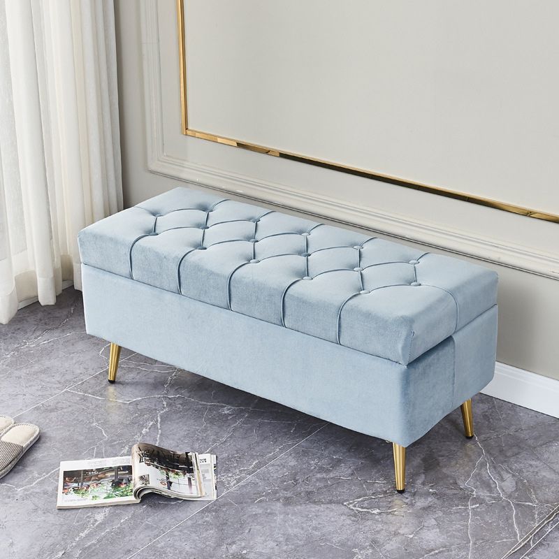 17.7" H Glam Upholstered Bench Tufted Seating Bench with Storage Clearhalo 'Benches' 'Chairs & Seating' 'furn' 'furn_benches' 'Furniture' 'Living Room Furniture' 1200x1200_be926596-83cd-4d94-aa9a-0b79d380cb78