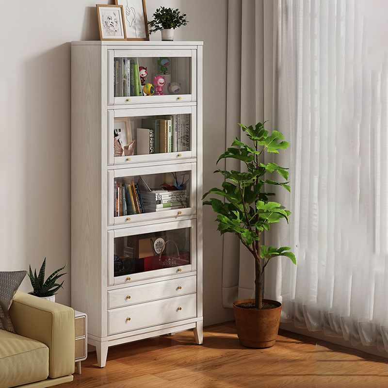 Wood  Standard  Bookcase Closed Back Contemporary Bookshelf with Drawers