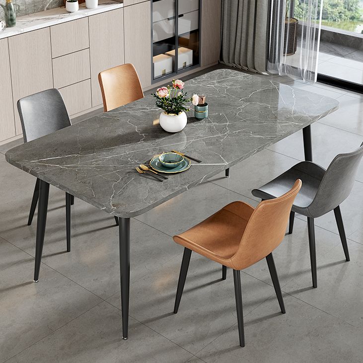 Modern Style Dining Table Rectangle Sintered Stone Dining Table with Black Frame Clearhalo ' dining_table' 'Dining Tables & Seating' 'Dining Tables' 'furn' 'furn_dining_table' 'Furniture' 'furniture_dining_table' 'Kitchen & Dining Furniture' 'kitchen&dining_furn' 'kitchen' 'kitchen_dining_table' 1200x1200_be93d350-758a-4532-b675-94a36c49bc6e