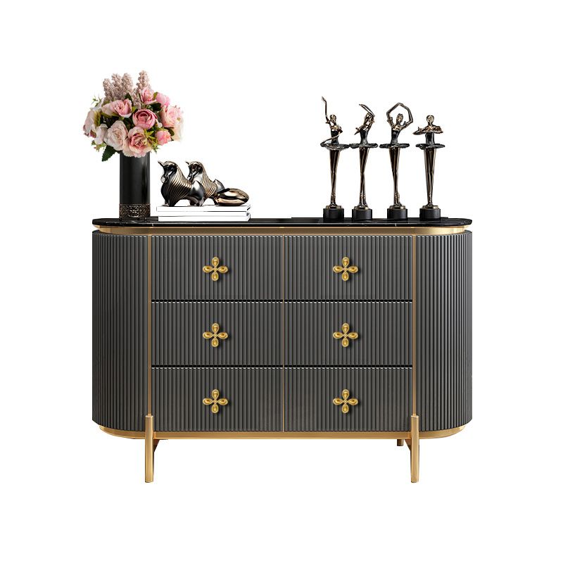 Commode en bois Glam Coffre de rangement horizontal avec pieds en métal