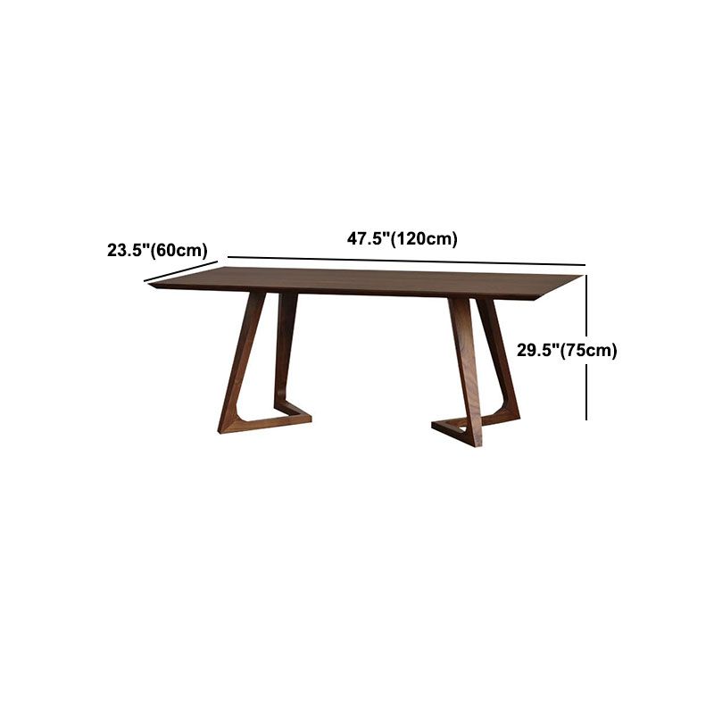 Solid Wood Top Dining Table Traditional Luxury Table with Sled Base in Brown