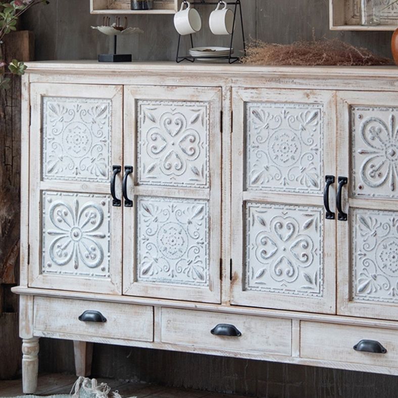 Industrial Rectangle Accent Cabinet Distressed Finish Fretwork Accent Cabinet Clearhalo 'Cabinets & Chests' 'cabinets_chests' 'furn' 'furn_cabinets_chests' 'Furniture' 'Living Room Furniture' 1200x1200_be96a24b-9332-44b6-a90d-3114c2f61086
