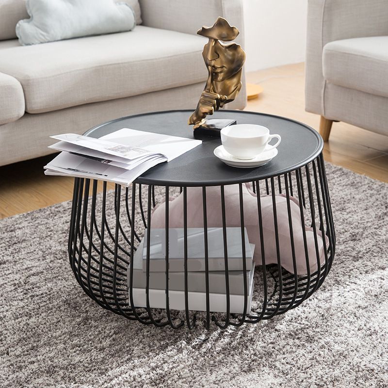 Metal Geometric Coffee Table Mid-Century Modern Frame Cocktail Table with Storage