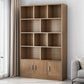 Modern Style Bookshelf Closed Back Wood Bookcase with Doors for Home Office